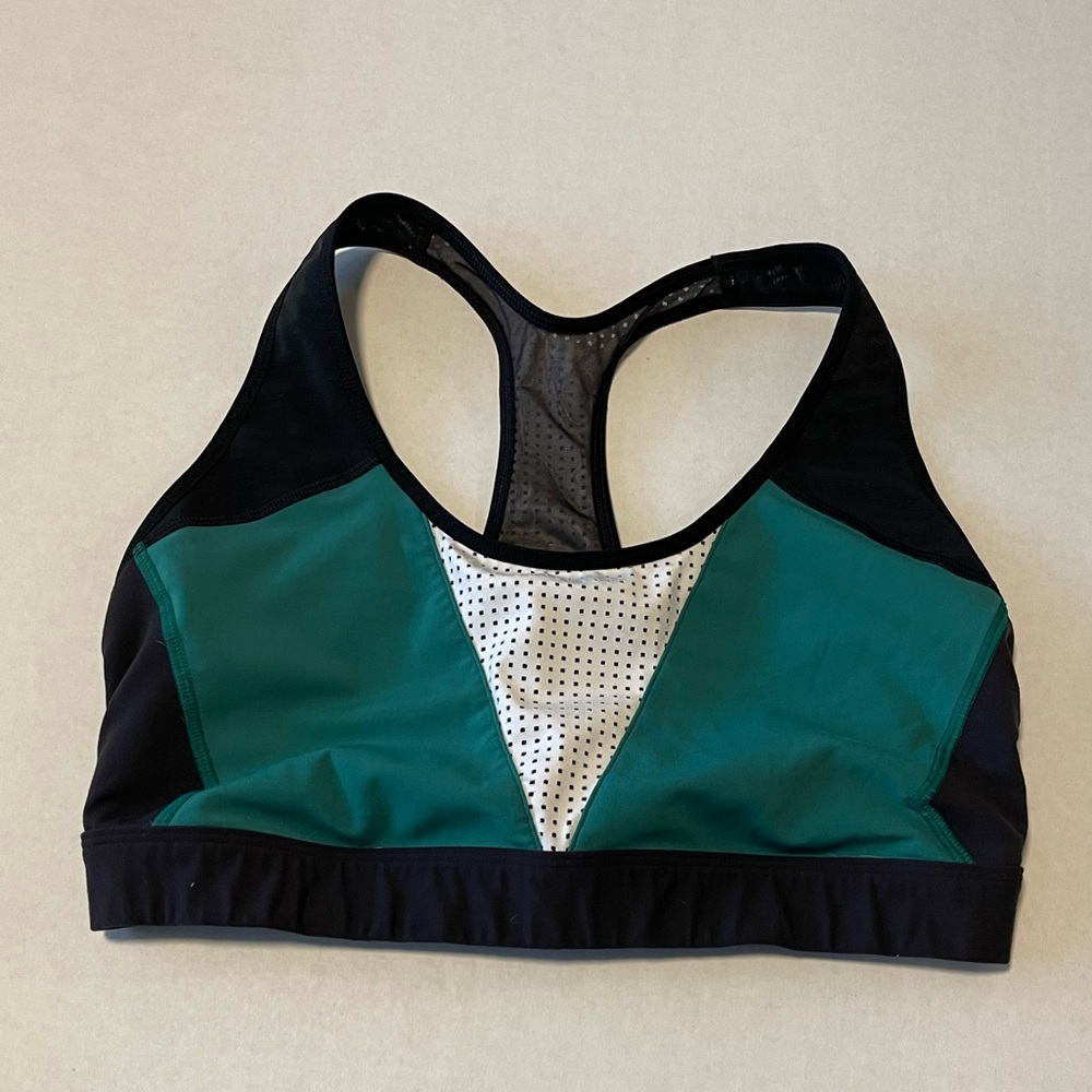 Reebok Sports Bra Large Green White and Black